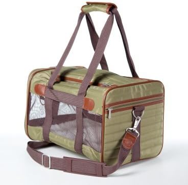 Sherpa Original Deluxe Olive Green and Tan Pet Dog Cat Carrier Airline Approved Medium - 17" x 11" x 10.5", Carrier Weight 3.6 lbs