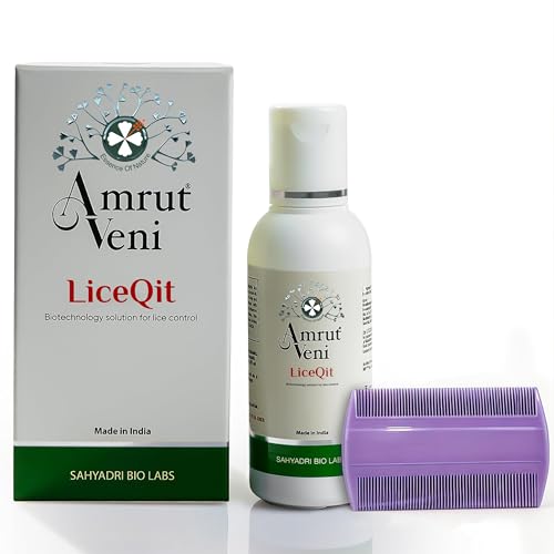 Image of Amrutveni LiceQit Anti-Lice Hair Oil with Lice Comb, 50ml | Herbal Treatment Engineered with Bioactive Plant Ingredients | Removes Lice in 3 Days | Free from Permethrin & Chemicals | Safe for Children