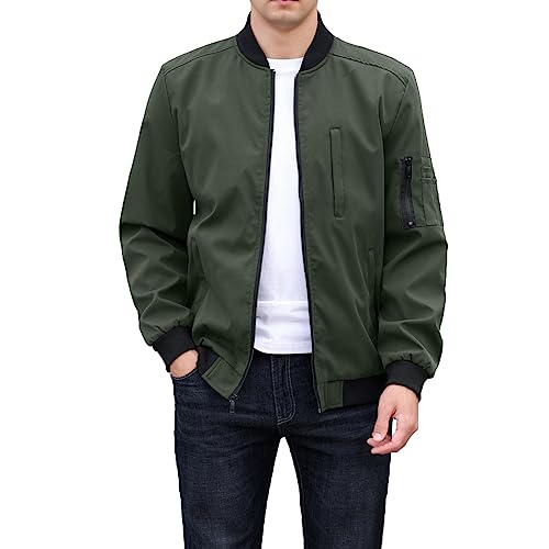 BPKUOLNN Men's Windbreaker lightweight Jacket, Windproof Casual Bomber Jacket with 5 Pockets, Father's Day Coat with Full Zip