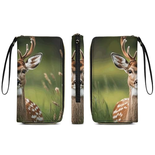 Women Wallets Cute Deer Leather Wallet for Women Thin Wallet with Zipper Pocket Card Holder3