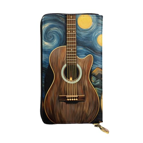 Portefeuille long en cuir imprimé guitares noir taille unique femme