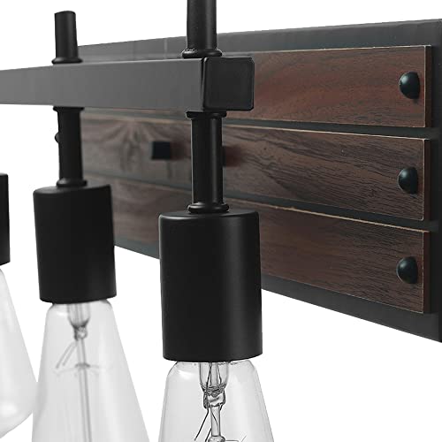 Globe Electric 52056 3-Light Vanity Light, Faux Wood Finish, Matte Black Accents, Beauty Room Accessory, Bathroom Lights Over Mirror, E26 Base Socket, Makeup Lighting, Wall Lights for Living Room by Globe Electric - Image 6