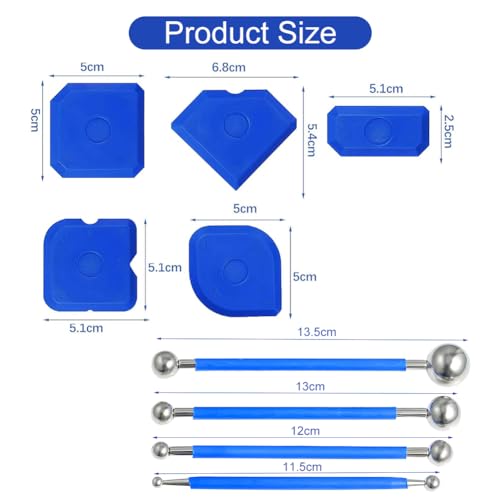 Werkzeug Schaber Kit Fugenglätter Set, Silikonfugen Abzieher, Silikonfugen Abzieher Kugel, 9 Stück Silikon Fugenglätter Werkzeug, Fugenglätter, Schaber Caulking Werkzeug, für Badezimmer