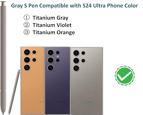 Image of SLQ Galaxy S24 Ultra S Pen [Withbluetooth |4096 Pressure Sensor ] Replacement For Samsung Galaxy S24 Ultra 5G All Versions Touch Stylus Pen With 5Xtips /Nibs (Gray)