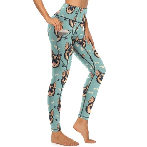Pantalon de yoga avec poches femme élastique à motif chien mignon