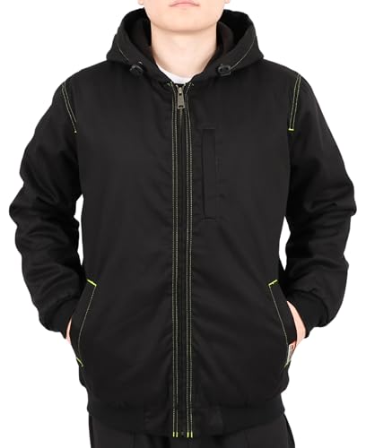 Image of VATRENUS FR Jacket for Men 11oz Fleece Lined Light Winter Coat Warm CAT3 | Flame Resistant Comfortable Workwear|Relaxed Fit Oil Resistant Water Repellent ATPV 38 Cal /cm Zipper Pocket