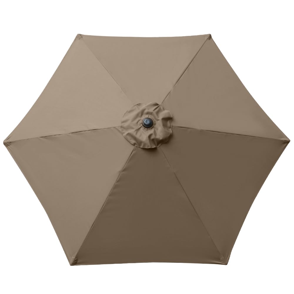 Green Bay 2.5m/6 Arms Replacement Parasol Garden Patio Umbrella Fabric Canopy Cover (Brown)