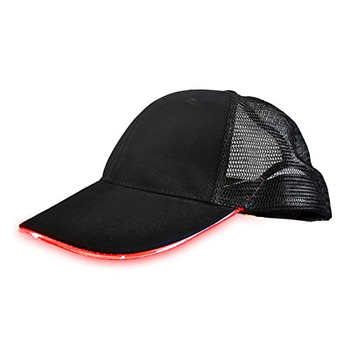 Preisvergleich Produktbild FBGood Baseball-Kappe, rot - LED-Schirmmütze mit Beleuchtung - Baseballkappe - Club Party Rougeoyante Sport Hüte rot