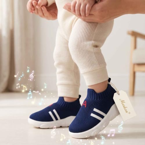 Image of Infant Shoes for Baby Boys & Girls | Musical Sound Walking Shoes | First Walker Shoes for Toddlers | Lightweight Breathable Knit Sneakers | Soft Sole Comfortable Slip On Shoes for Newborns, Babies & Kids