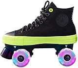 Lloow Canvas Rollschuhe zweireihig Schlittschuhe blinken Rollschuhe Männer und Frauen Paar Segeltuchschuhe für Erwachsene Rollschuhe,39
