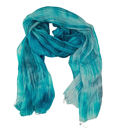 Türkis Grau Schal 100% reine Seide Schal Damen Schals Schal Wrap handbemalt Türkis & Grün Grau Seidenschal Handgemacht, Grün, Grau, One size Cover