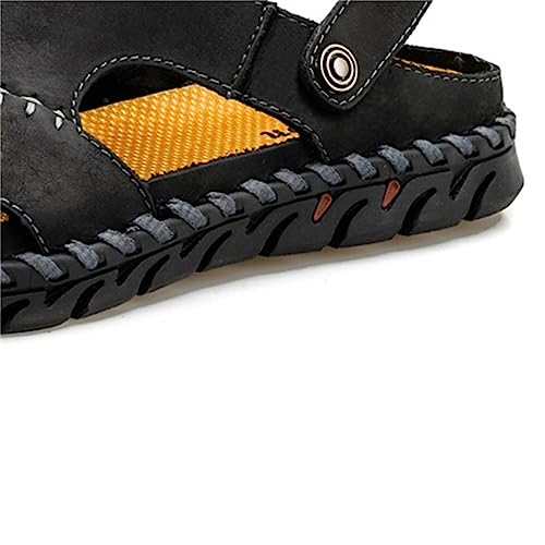 Black Casual Headband Hollowed Out Purpose Slippers For Men's Outdoor Breathable Beach Shoes3
