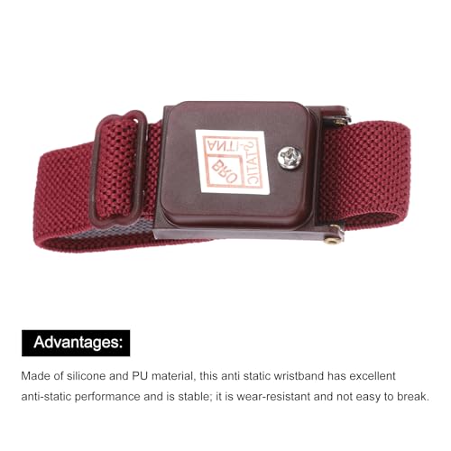 Image of MECCANIXITY 3Pcs Anti Static Wrist Strap, ESD Antistatic Bracelet Adjustable Cordless with Spare Bracelet for Computer Electronics Repair Maroon Red