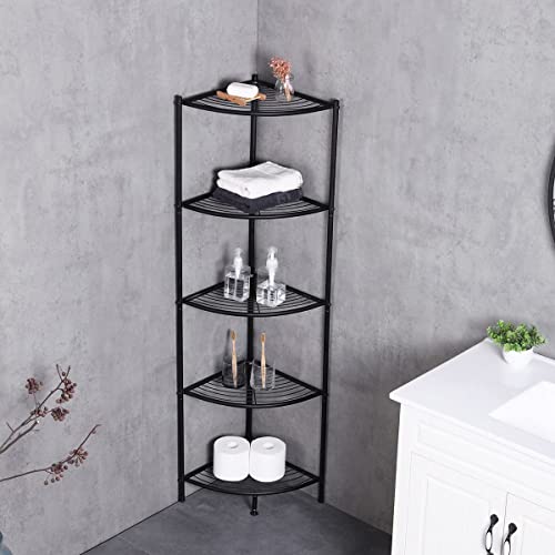 Kimzda 5-Tier Corner Shelf Stand Metal Wire Corner Shelving Display Unit Storage Furniture Multipurpose Space Saving Storage Rack For Living Room thumb #3