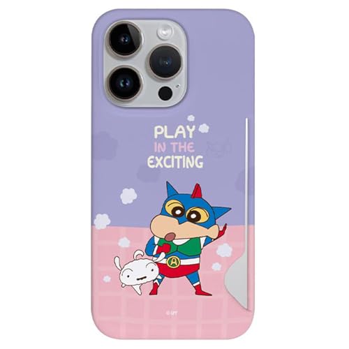 iPhone16 Pro 用 ケース クレヨンしんちゃん アクション仮面しんちゃん シロ 薄型 カード収納 スリム ハードケース 【日本国内発送】 Crayon Shinchan Play Card Slim S1 Case スマホケース スマホカバー ア