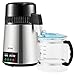 VEVOR 1.1 Gal Water Distiller, 0.3 Gal/H, Distilled Water Maker Machine 750W 0-99H Timing Set Temp Display, 304 Stainless Steel Countertop Distiller Glass Carafe Cleaning Powder 3 Carbon Packs, Silver