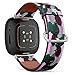 CJBROES Replacement Leather Watch Band, Compatible with Fitbit Versa 3 and Fitbit Sense of Wristband Bracelet Accessory - Geometric Grunge