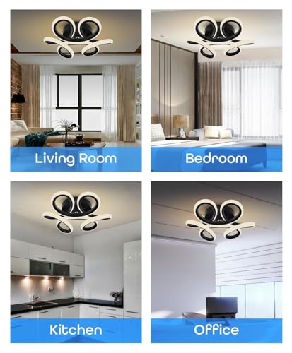 Image of Illiana 22W Modern LED Ceiling Light, Round Wave Design, 3 Color Modes (Warm, Cool & Natural White), Decorative Light for Living Room, Bedroom, Office & Dining Area