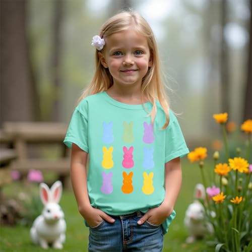Image of Ritatte Kids Girls Easter Shirt Cute Bunny Rabbit Graphic T-Shirt Happy Easter Tees Funny Casual Short Sleeve Tops 7-12Y