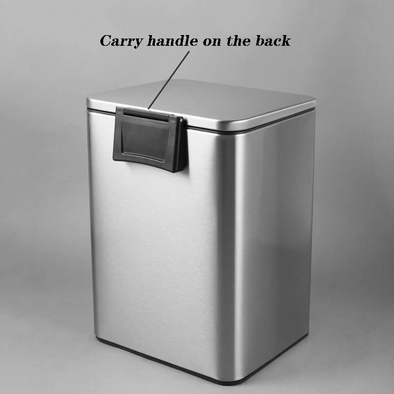 TOMYEUS Abfallbehälter 1 5l/21l Küchenmüll können Haushaltsmüll aus rostfreiem Stahl for Bar Restaurant erhältlich, Silber/Schwarz Mülleimer (Color : Silver, Size : Medium)