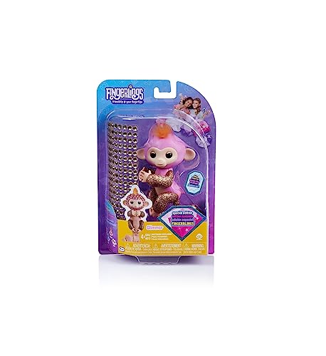 WowWee Fingerlings Monkeys - Fingerblings - Glimmer (Pink/Rose Gold) - Friendly Interactive Toy
