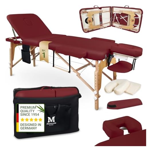 Fass mich an!: Erotische Massagen von Kopf bis Fuß für sie und ihn 8 MASSUNDA All Inkl Massage-Liege klappbar und höhenverstellbar – mobiler Massagetisch aus Vollholz inkl. Frotteebezug, Arm- und Rückenlehne, Nackenkissen, ergonomische Kopfstütze (Burgund)
