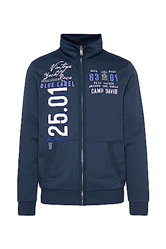 Camp David Herren Sweatshirtjacke mit Logo Artworks