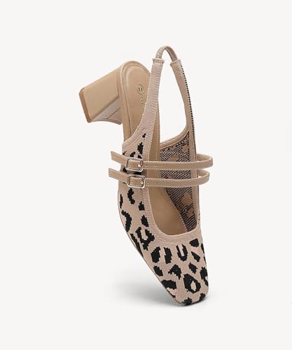 Women's Low Heel Mary Jane Pumps - Chunky Slingback Dress Shoes with Square Toe & Buckle Strap for Wedding/Bridesmaid/Office2