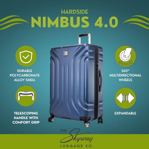 Skyway Nimbus 4.0 Expandable, Durable Hardside, 4 Wheel Spinner, Lightweight Suitcase, Unisex, Stylish, Maritime Blue, Carry-On 20-Inch2