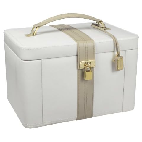 Dulwich Designs jewellery organiser |cream & mink two-tone extra large jewellery box Cover