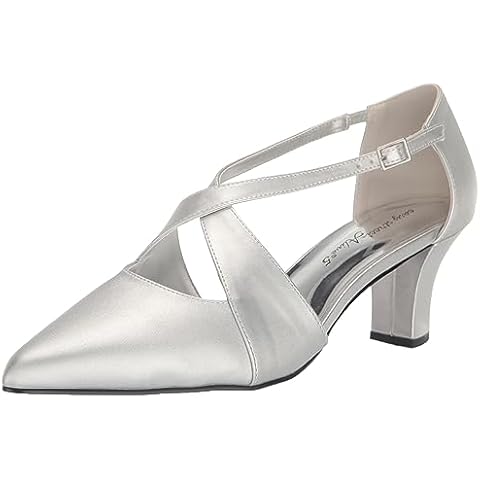 Easy Street Women's Elegance Pump, Silver Satin, 8.5 Cover