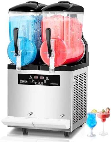 VEVOR Commercial Slushy Machine, 12Lx2 Double Tank Frozen Drink Machine, 96 Cups Stainless Steel Margarita Smoothie Frozen Drink Maker, Slushie Maker for Home Party Restaurants Cafe Bars