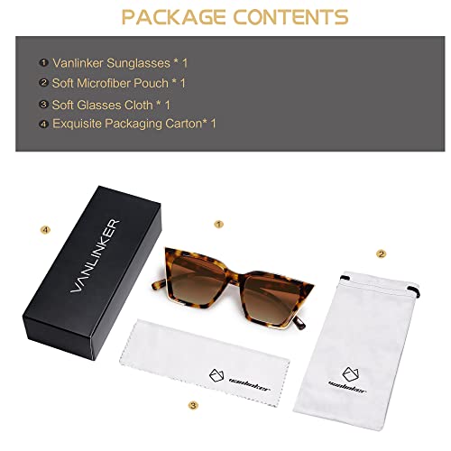 Vanlinker Polarized Square Cat Eye Sunglasses For Women Oversized Trendy Sunnies Tortoise Frame #TOP5