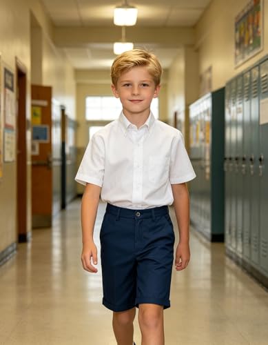 Image of Boy Shorts Kids Stretch School Uniform Clothes Flat Front Dress Casual Shorts with Pockets for Summer