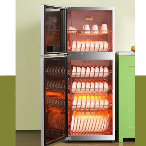 Esterilizador Comercial del disnús del 198L, secador de Calor Alto de 125°C para restaurantes, desinfectante de Doble Puerta con Tubos de Cuarzo, 40x30.5x118cm, Negro