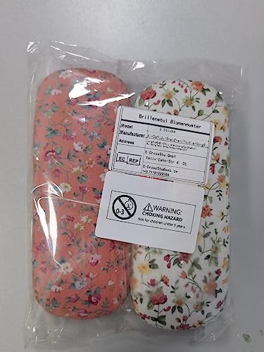 Xinda Lot de 2 étuis à lunettes rigides et portables en tissu à motif floral - Pour homme et femme - Pour lunettes myopie - Rose et blanc – vue 8