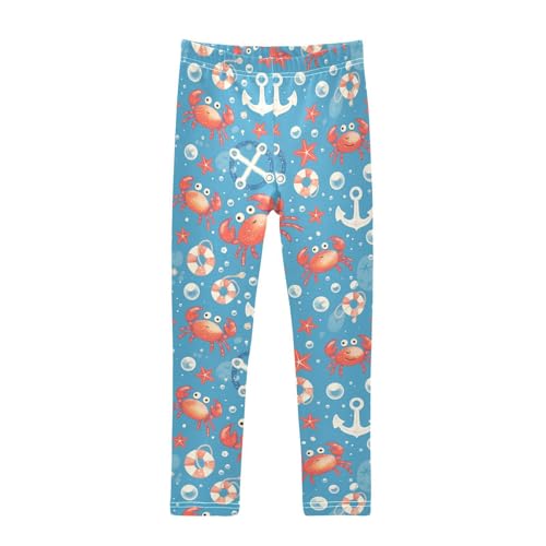 Crabs Stars Girls' Leggings Toddler Doodles Anchor Kids Yoga Pants Dance Active Tights 4T