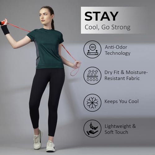 Image of CHKOKKO Gym Tshirt for Women Workout Dry Fit t Shirt Sports Tshirt Lightweight Round Neck Breathable Half Sleeve Activewear Mesh Running Yoga Tops for Woman