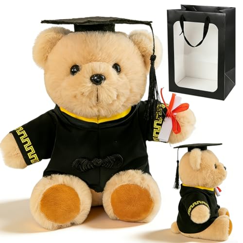 KMFASVX Oso de Graduación, Oso de Peluche de Graduación Pequeño, Oso de Peluche con Diploma Gorro de Graduación Regalo de Graduación Maestro para Estudiante Uni Peluche Oso de Diploma 25CM