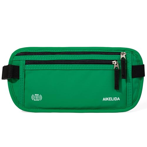 Image of Money Belt - Slim Passport Holder RFID Blocking Travel Wallet Undercover Fanny Packs for Men Women - Green