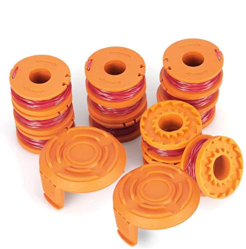 SYWAN WA0010 Ersatzspule für Rasentrimmer, 0,2 cm für Worx WG154 WG163 WG160 WG180 WG175 WG155 WG151 Rasentrimmer Unkrautfresser (12 spools + 2 caps)