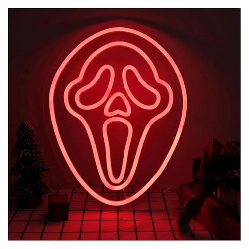 Enseigne au néon visage fantôme lumineuse et durable 30x38cm pour mur
