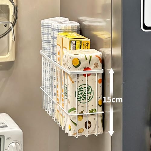 EigPluy 3 Pieces Kitchen Cabinet Door Storage Box, Self-Adhesive Storage Box, Wall Mounted Metal Storage Boxes,Cabinet/Bathroom/Fridge Small Items Organiser Storage Box (White3) by EigPluy - Used condition - Image 3