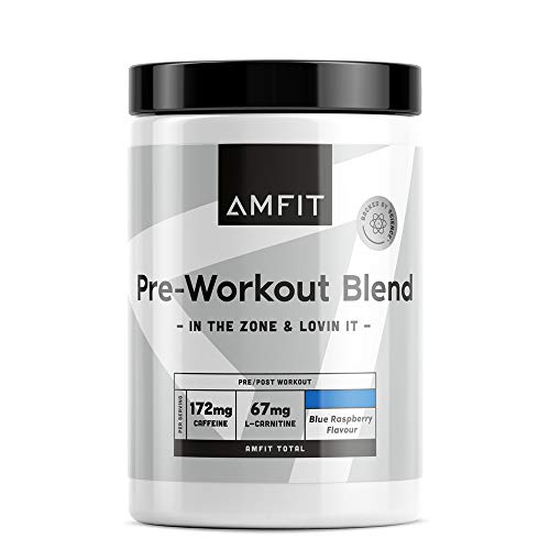 Marca Amazon - Amfit Nutrition Pre-entreno, Sabor Frambuesa Azul, 360g