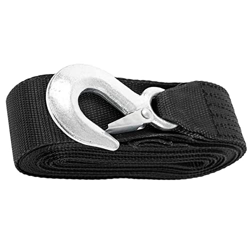 2" X20' Trailer Winch Strap With Safety Snap Hook Breaking Strength 10000 Lbs Max Towing Working Load At 3300 Lbs For Atv Jetski Trailer Boat Wave Runner Towing Heavy Duty Equipment， Black #TOP7