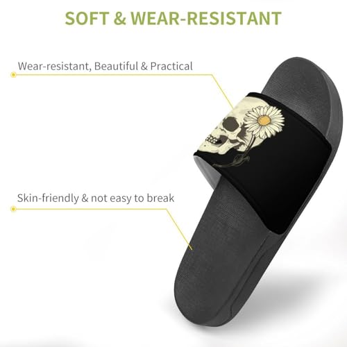 Skull with Daisy Flower House Sandals Non-Slip Bathroom Slippers Beach Summer Shoes for Men Women3