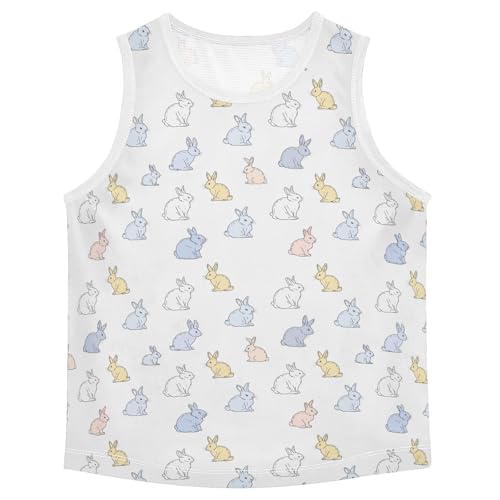 Boys Tank Top Shirts Rabbit Cartoon Animal Bunny Sleeveless T-Shirts Crew Neck for Kids Clothing Children