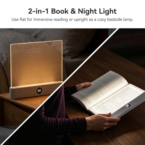Lámpara de libro recargable plana para lectura nocturna sin reflejos molestos 3