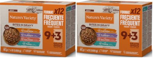 Nature's Variety Bocaditos en Salsa Comida Húmeda para Gatos Cajita Multisabor, 12 x 85 g (Paquete de 2)