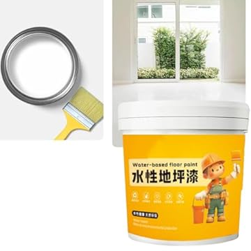Waterproof Water-Based Epoxys Floor Paint,300g Concrete Floor Paint with Brush,Quick Dry Anti-Slip Concrete Floor Paint for Home Garage White